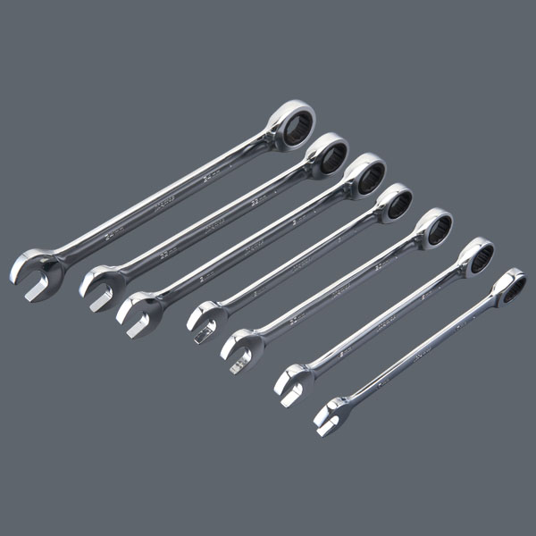 Dual-End Open & Ratchet Box Wrench (Fixed Open End + Ratchet Box End)